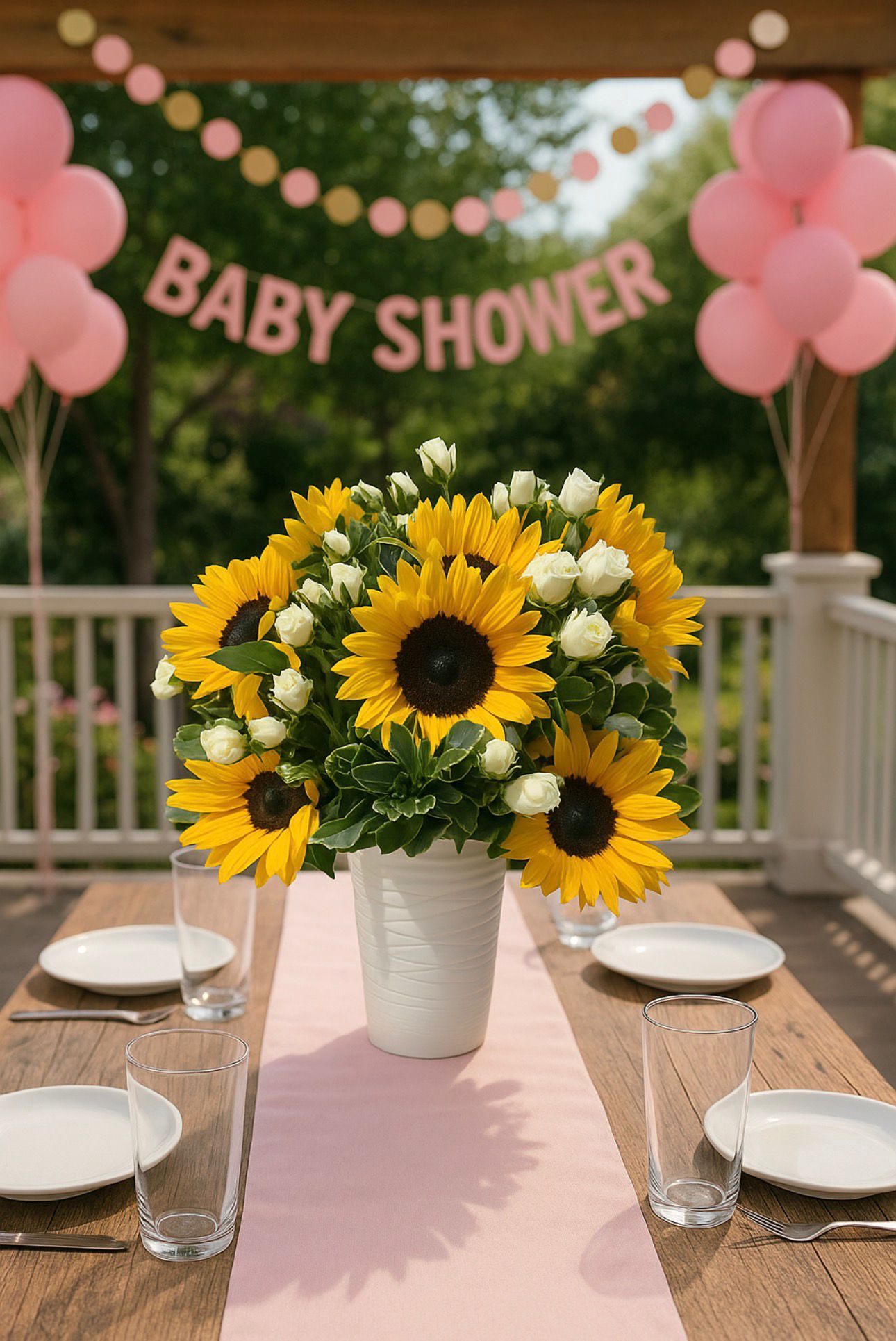 Set up floral para Baby shower 10 mesas